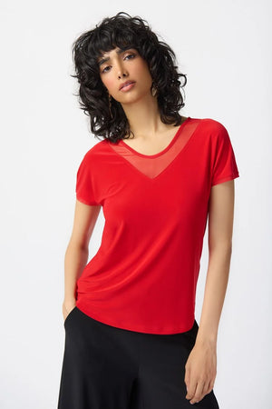 Joseph Ribkoff Silky Knit And Mesh Fitted Top
