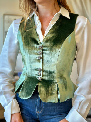 T.ba Pleats Waiscoat Silk Velvet Vest