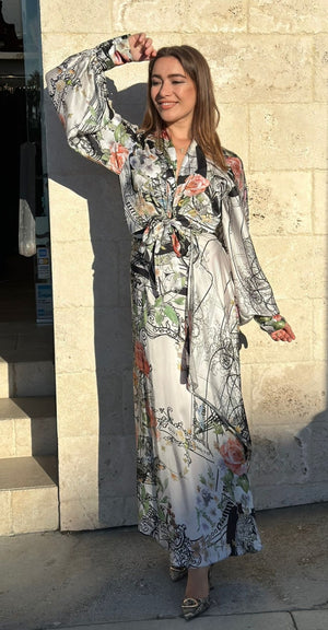 Falguni Shane Peacock Bloomed Nouveau Midi Dress