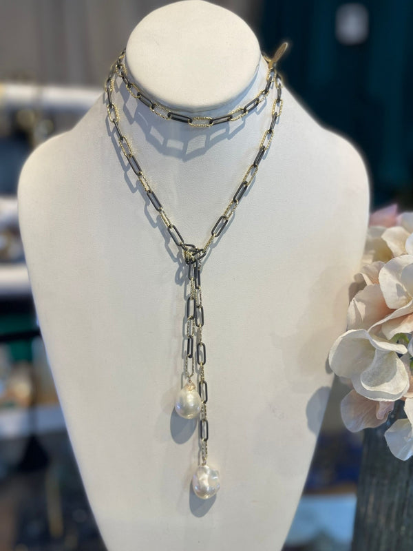 Ramina Pearls 24k Gold Overlay Diamond Necklace