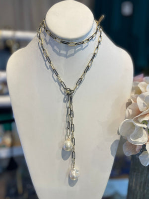 Ramina Pearls 24k Gold Overlay Diamond Cut Necklace