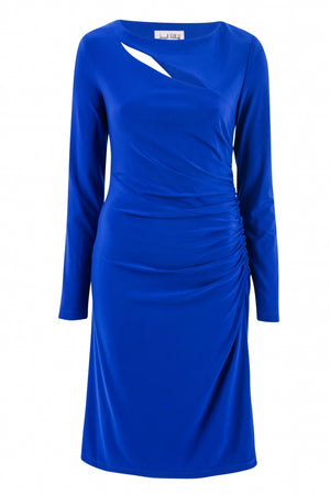 Joseph Ribkoff Sapphire Royal Blue L/S Cut Off Chest Short Dress