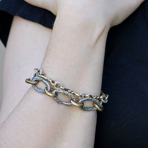 Tat2 Designs Vintage Silver Hammered Link Bracelet