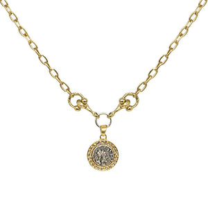 Tat2 Designs Gold Mini Coin And Horsebit Necklace