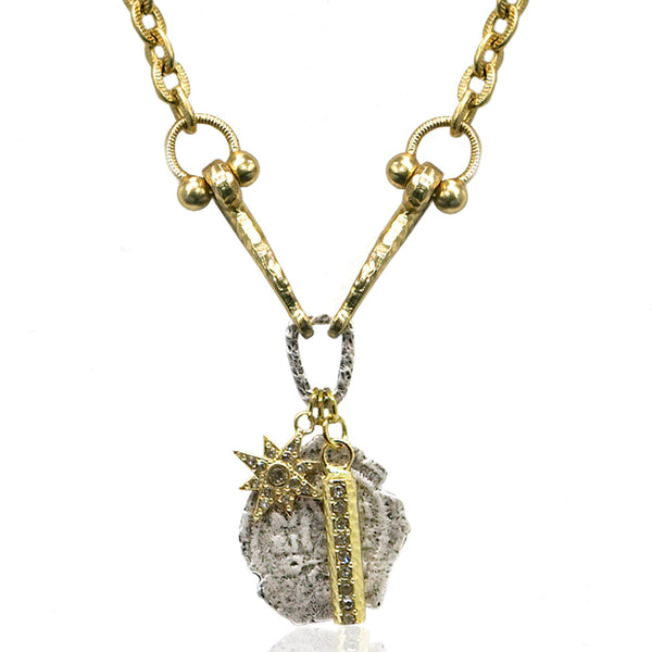 Tat2 Designs Gold Cluster Molat Horsebit Necklace