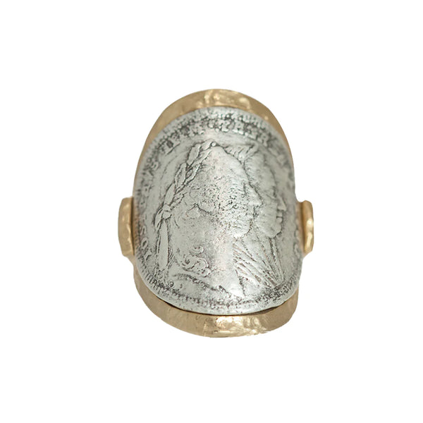 Tat2 Designs Gold Maria Theresa Curved Coin Ring